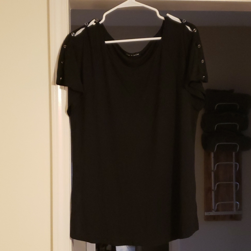 Black blouse with split top